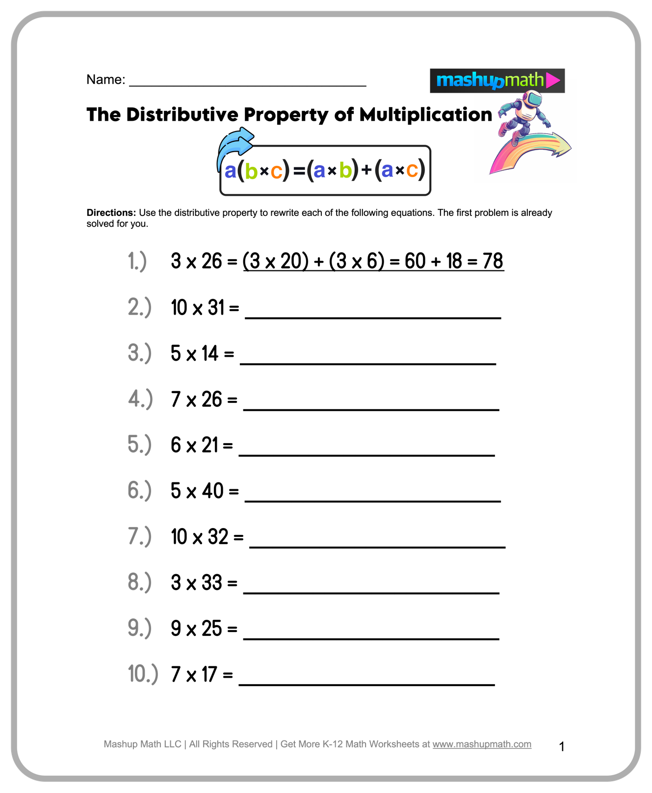 Free 4th Grade Math Worksheets Printable Mashup Math