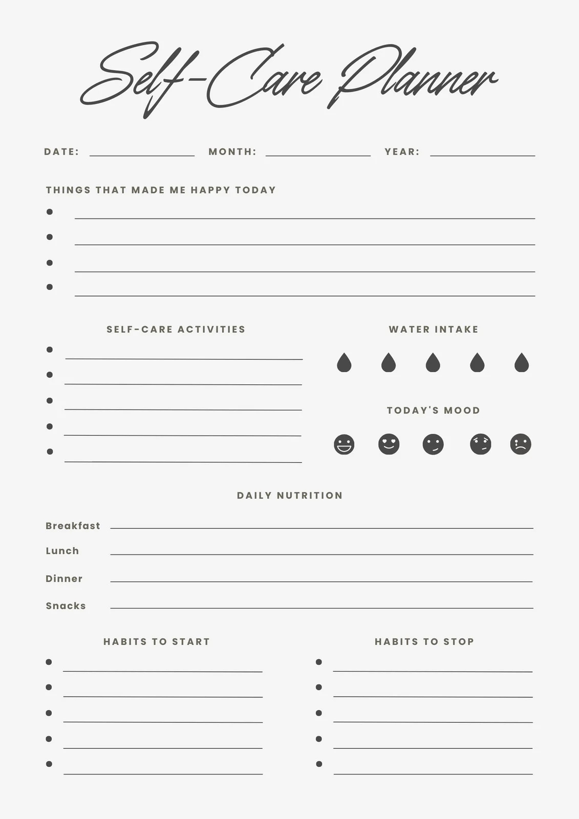 Free Printable Self Care Worksheets