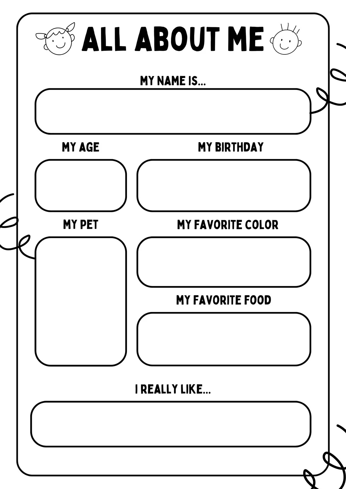 Free And Printable All About Me Worksheet Templates Canva