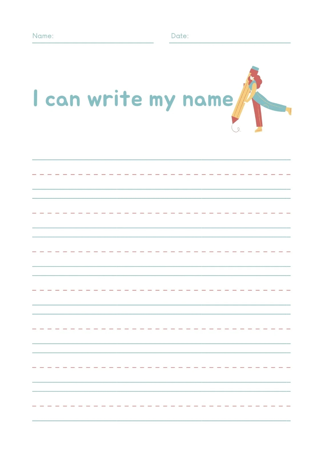 Free Custom Printable Handwriting Worksheet Templates Canva