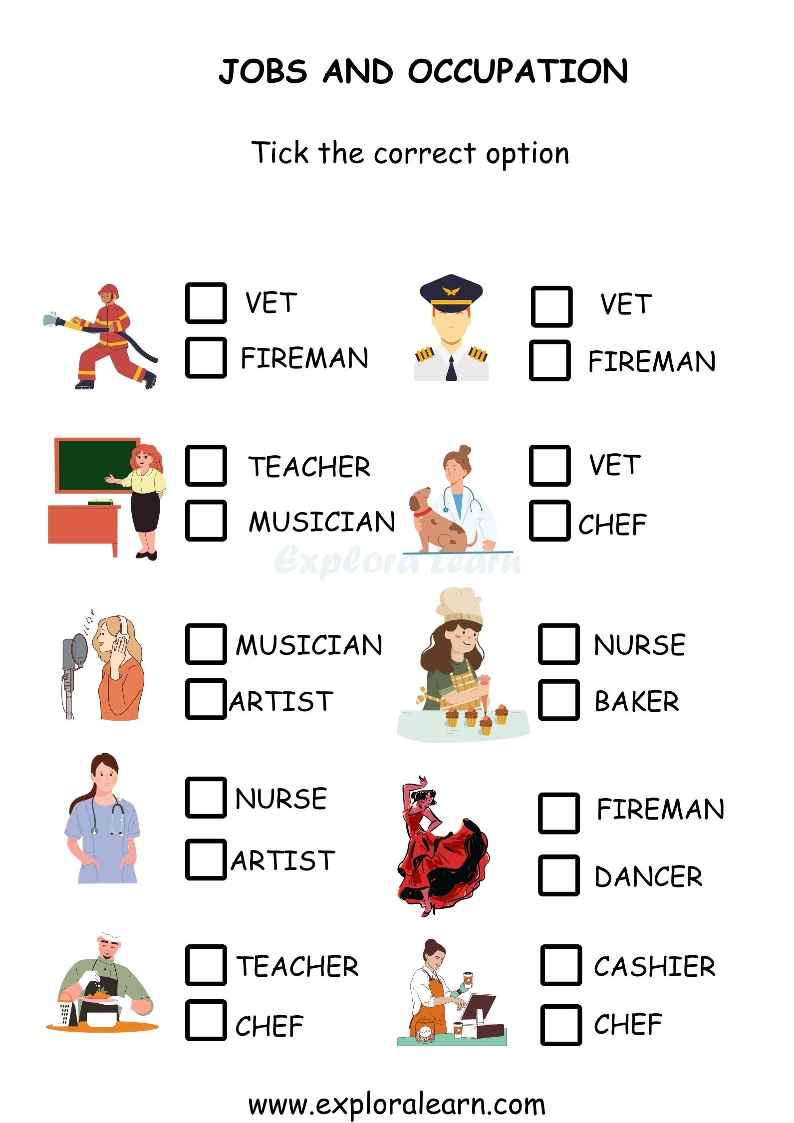 Free Exploralearn Worksheets Community Helper Worksheets Community Helpers Identify