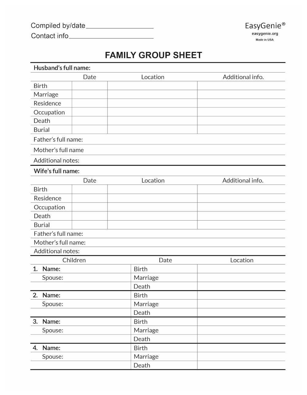 Free Genealogy Forms 10 Essentials Worksheets Library