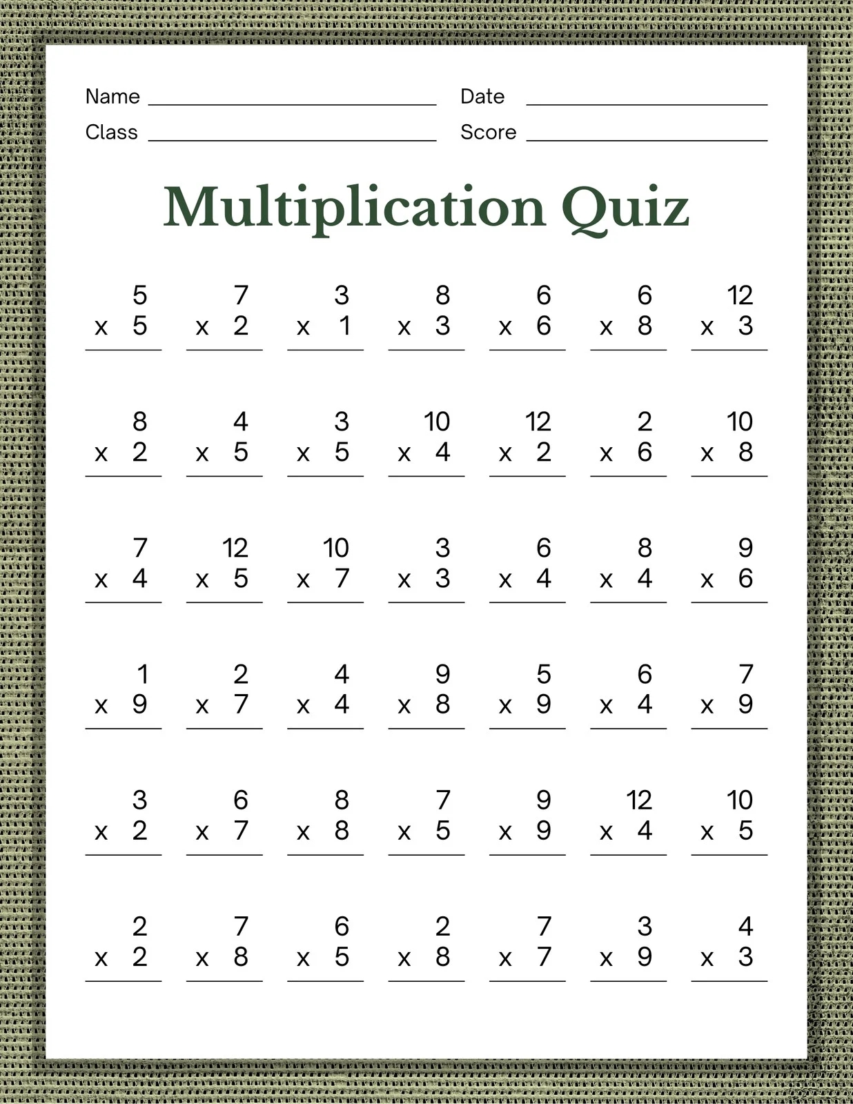 Free Multiplication Worksheet Templates To Use And Print Canva