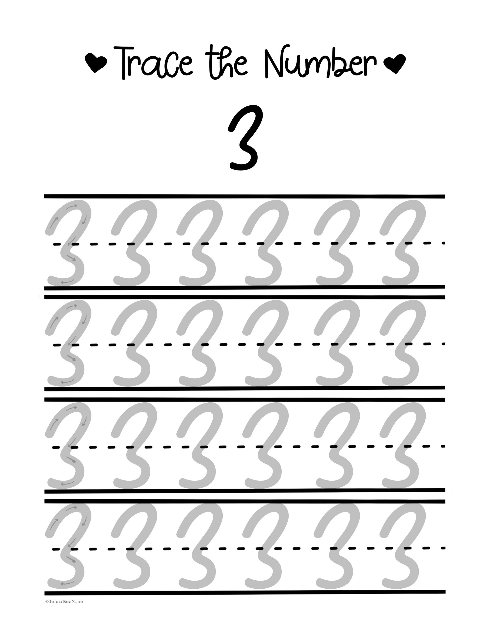 Free Preschool Printables Number 3 Jennibeemine