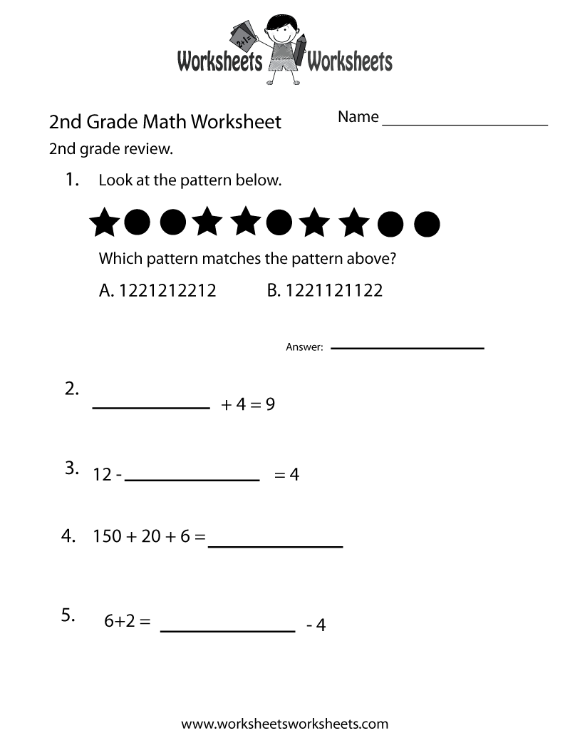 Free Printable 2nd Grade Math Review Worksheet