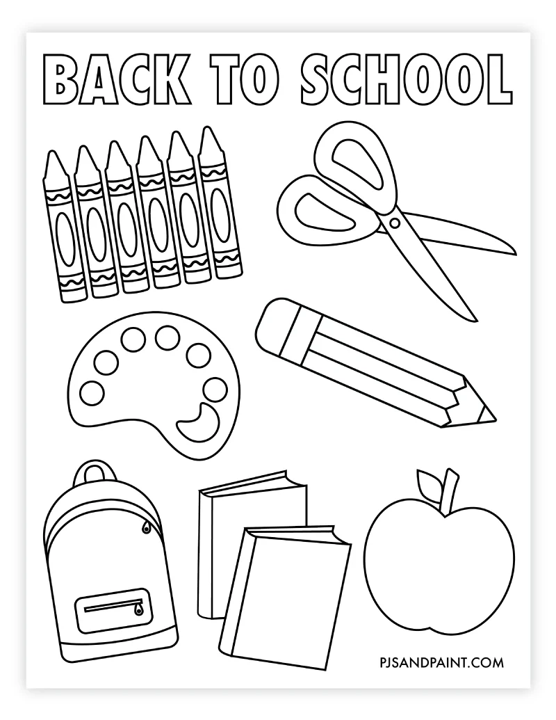 Free Printable Back To School Coloring Page Pjs And Paint Worksheets Library