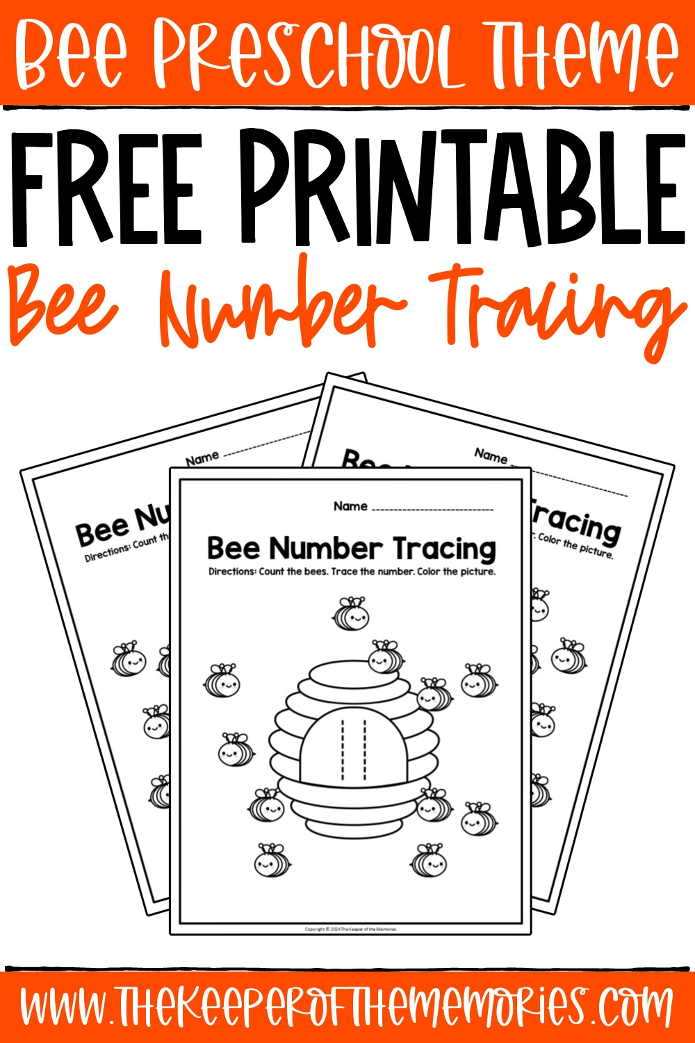Free Printable Bee Number Tracing Worksheets Numbers 11 20 The Keeper Of The Memories