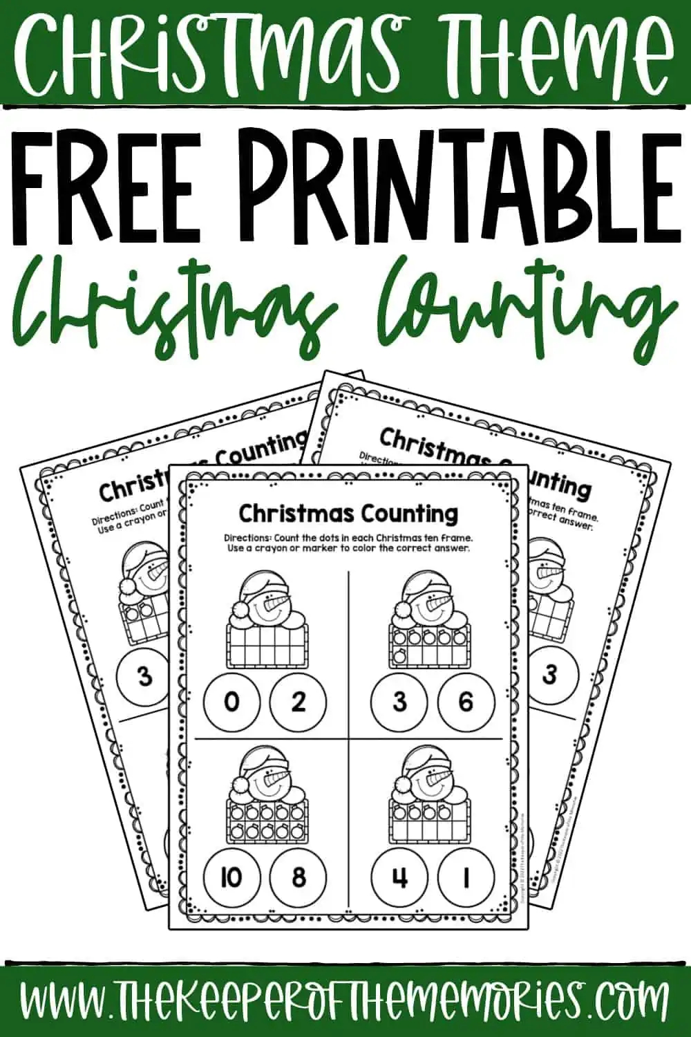 Free Printable Christmas Counting Worksheets The Keeper Of The Memories