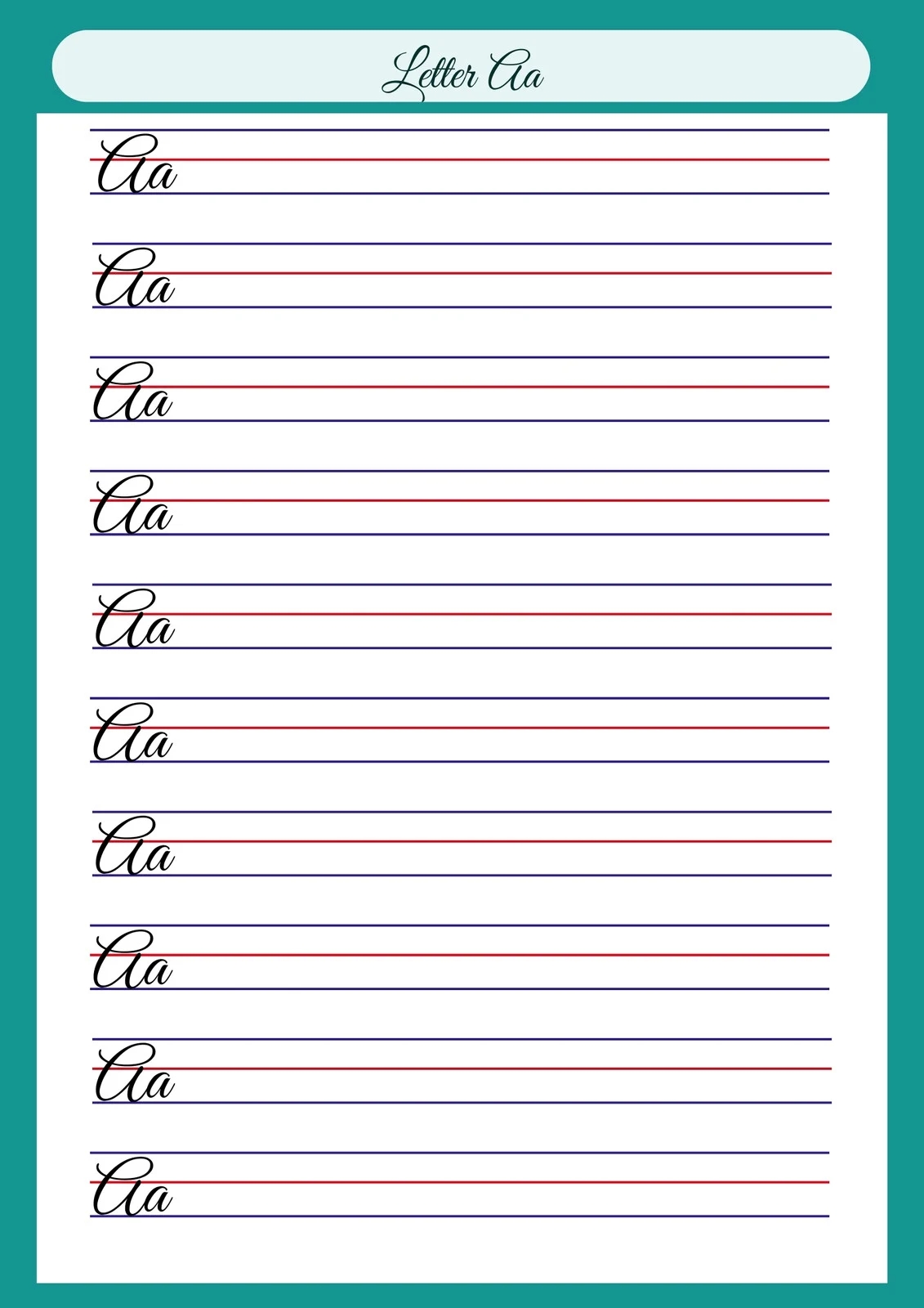 Free Printable Cursive Writing Worksheet Templates Canva