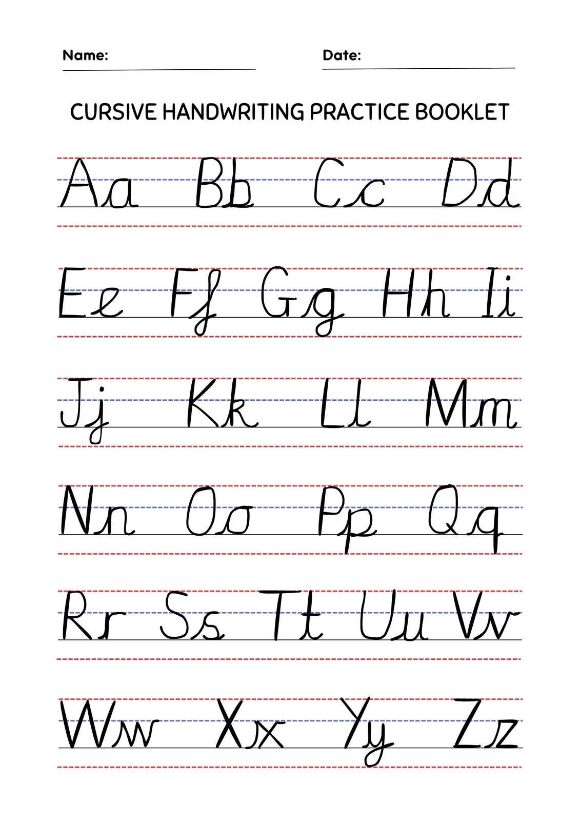 Free Printable Cursive Writing Worksheet Templates Canva