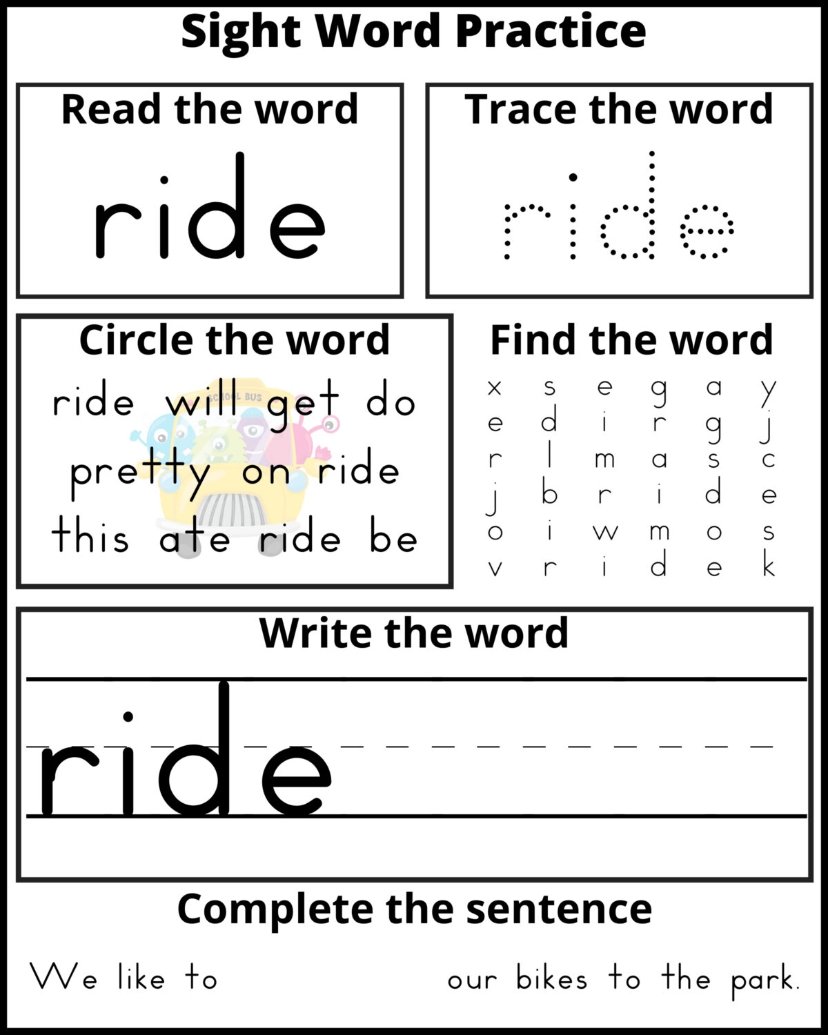 Free Printable Sight Words Worksheets For Kindergarten