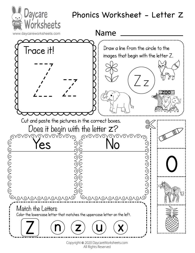 Free Printable Letter Z Worksheets
