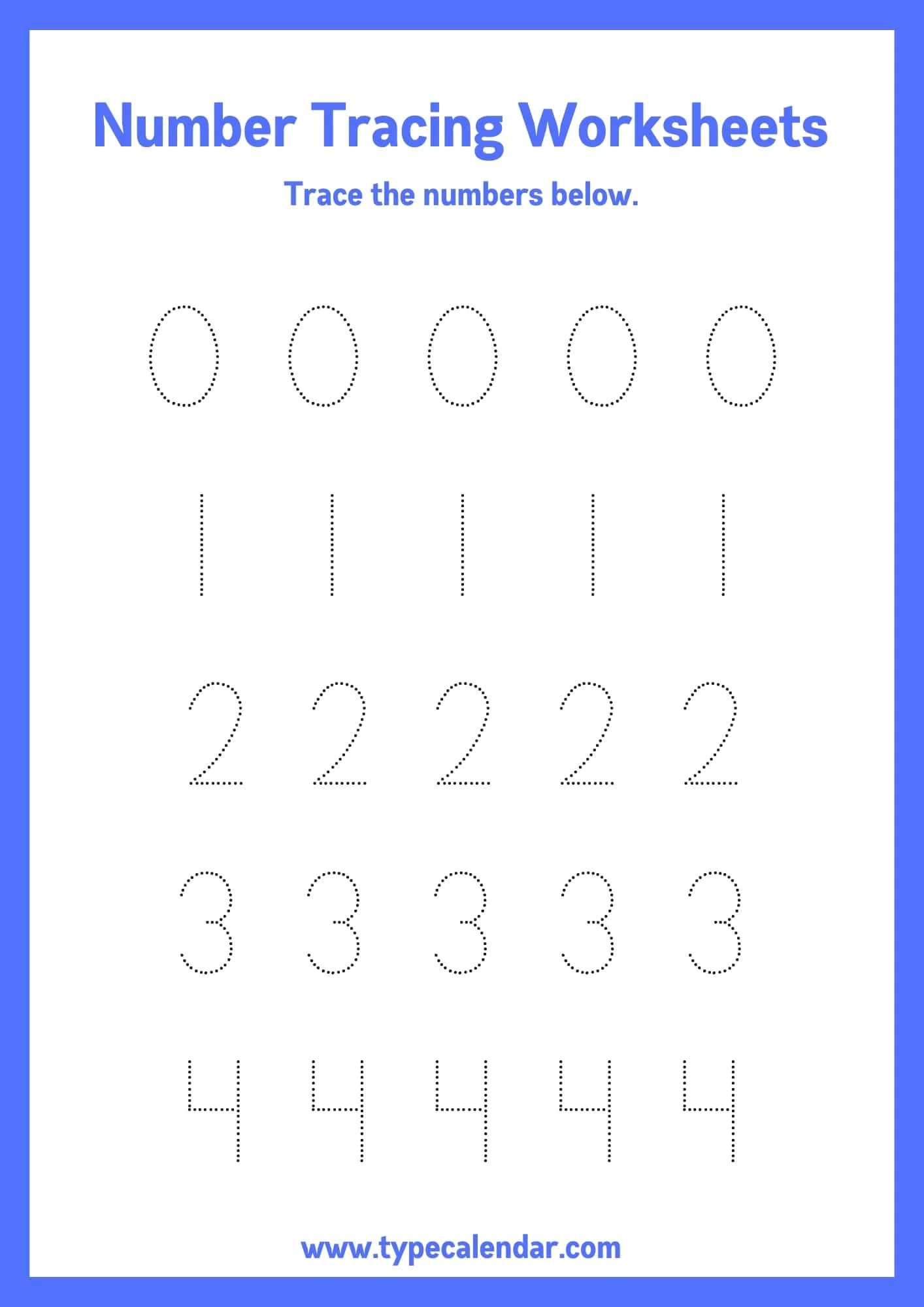 Free Printable Number Tracing Worksheets For Preschoolers
