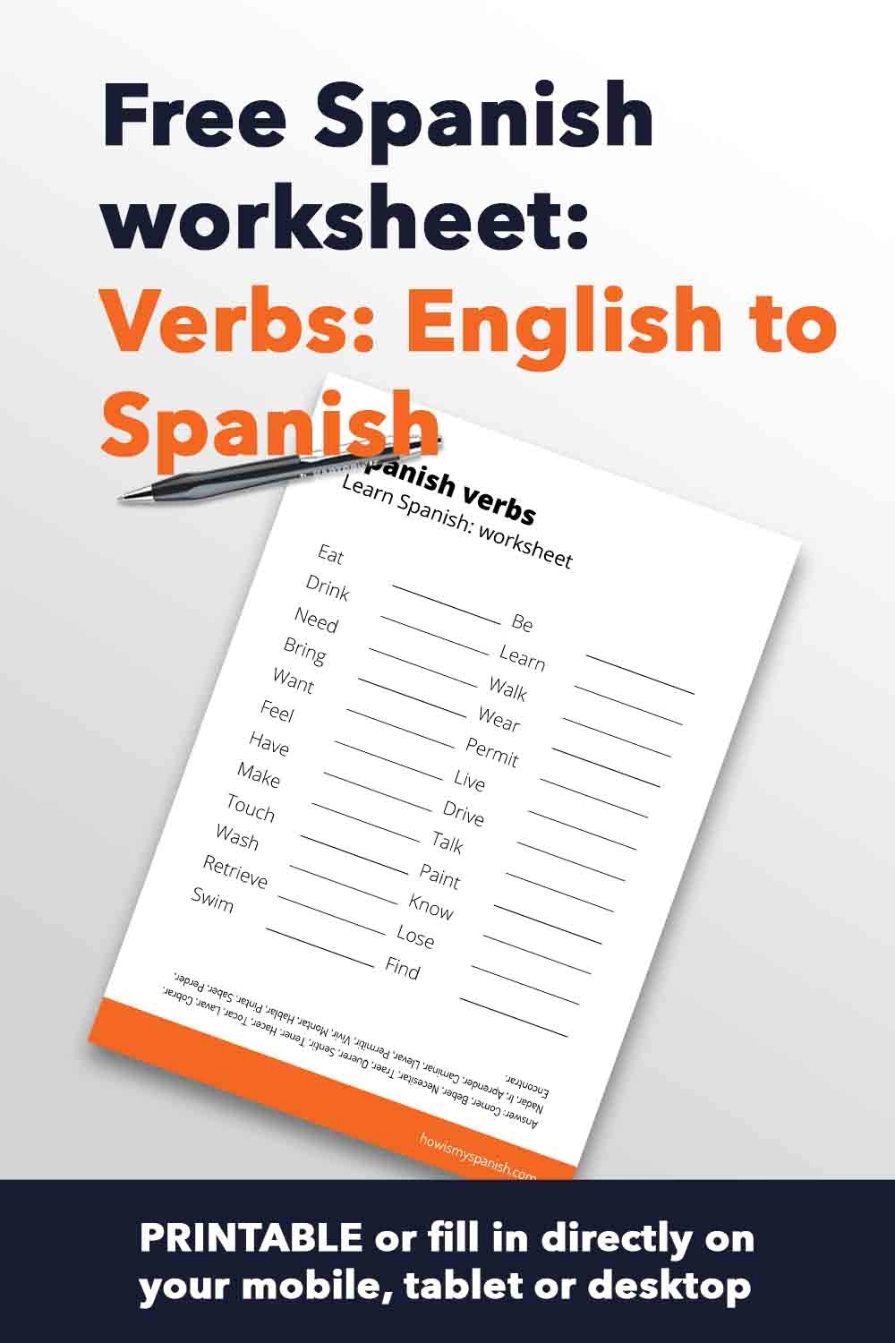 Free Printable Spanish To English Worksheets