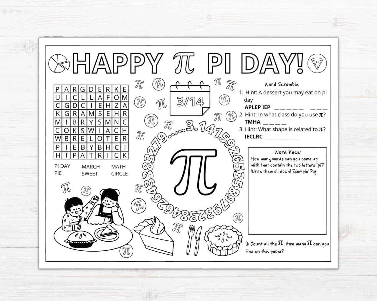 Fun Free Printable Pi Day Worksheets For Kids Thrive At Home Worksheets Library