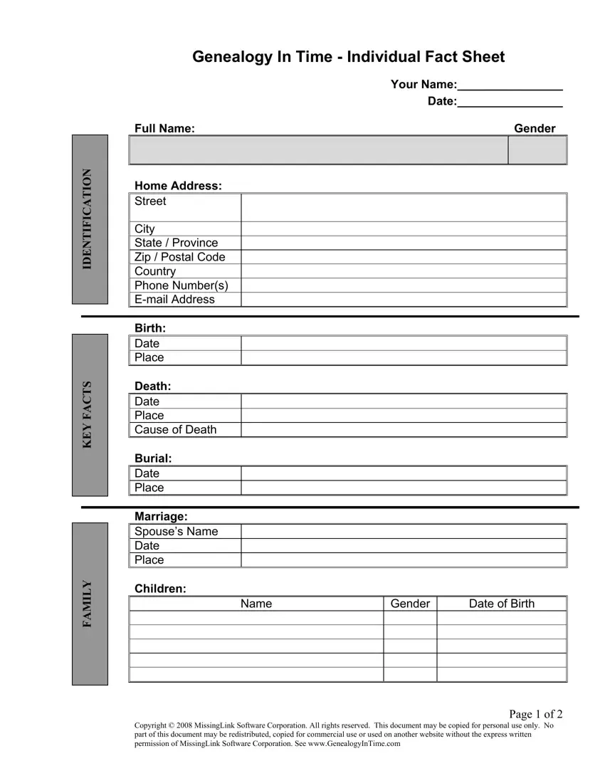 Genealogy Worksheet Individual Fill Out Printable PDF Forms Online