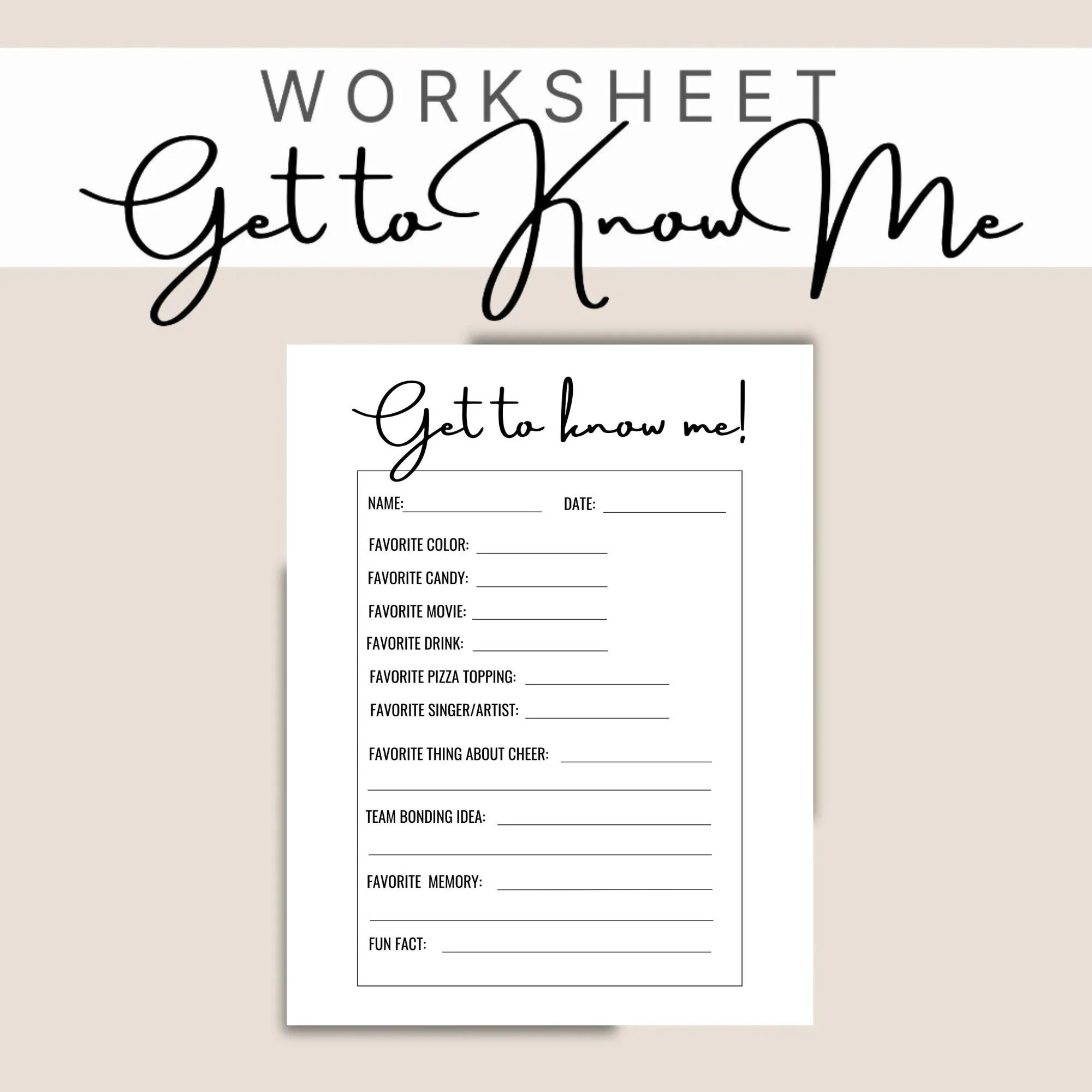 Get To Know Me Worksheet Ice Breaker Printable Back to school Worksheets Team Bonding Etsy New Zealand