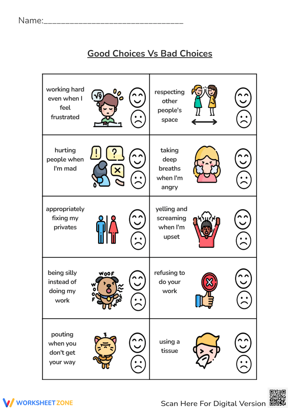 Good Choices Worksheet Social Situation teacher Made Worksheets Library