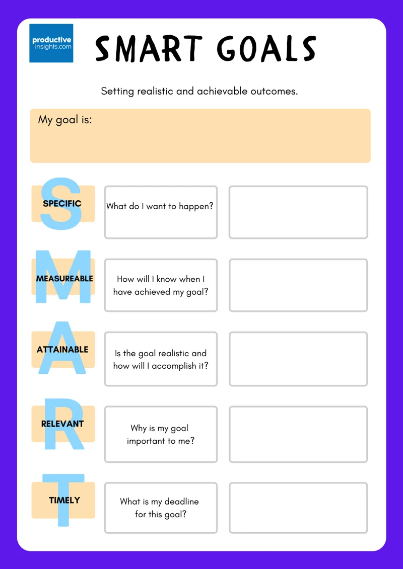 Smart Goals Worksheet Printable