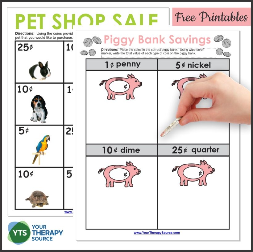 Identifying Coin Worksheets 2 Free Printables Your Therapy Source