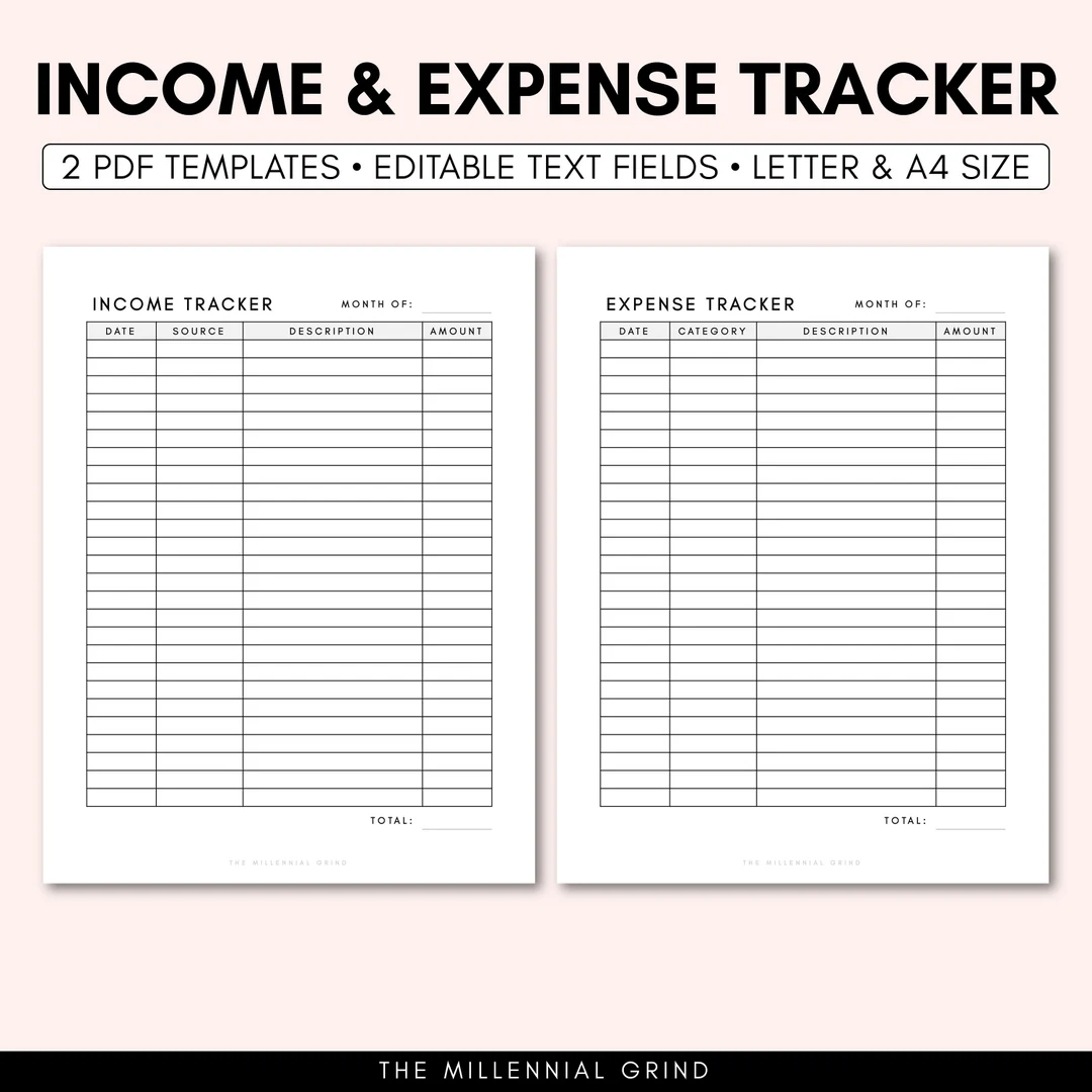 Income And Expense Tracker Printable Expense Tracker PDF Expense Tracker Template Expense Tracker Printable Income Tracker Printable Etsy