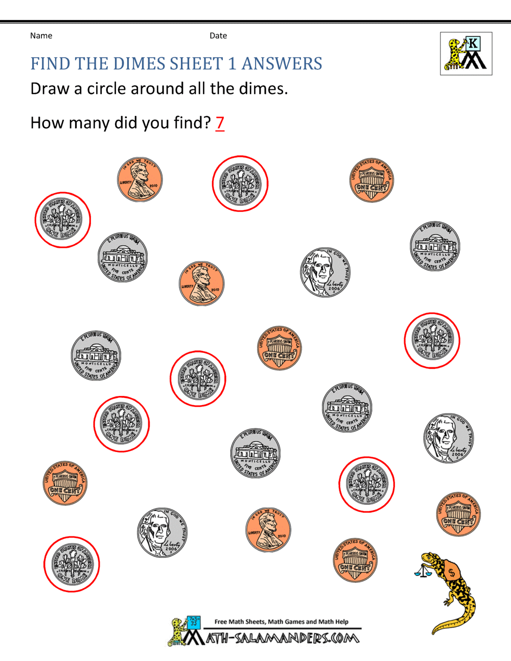 Kindergarten Money Worksheets 1st Grade