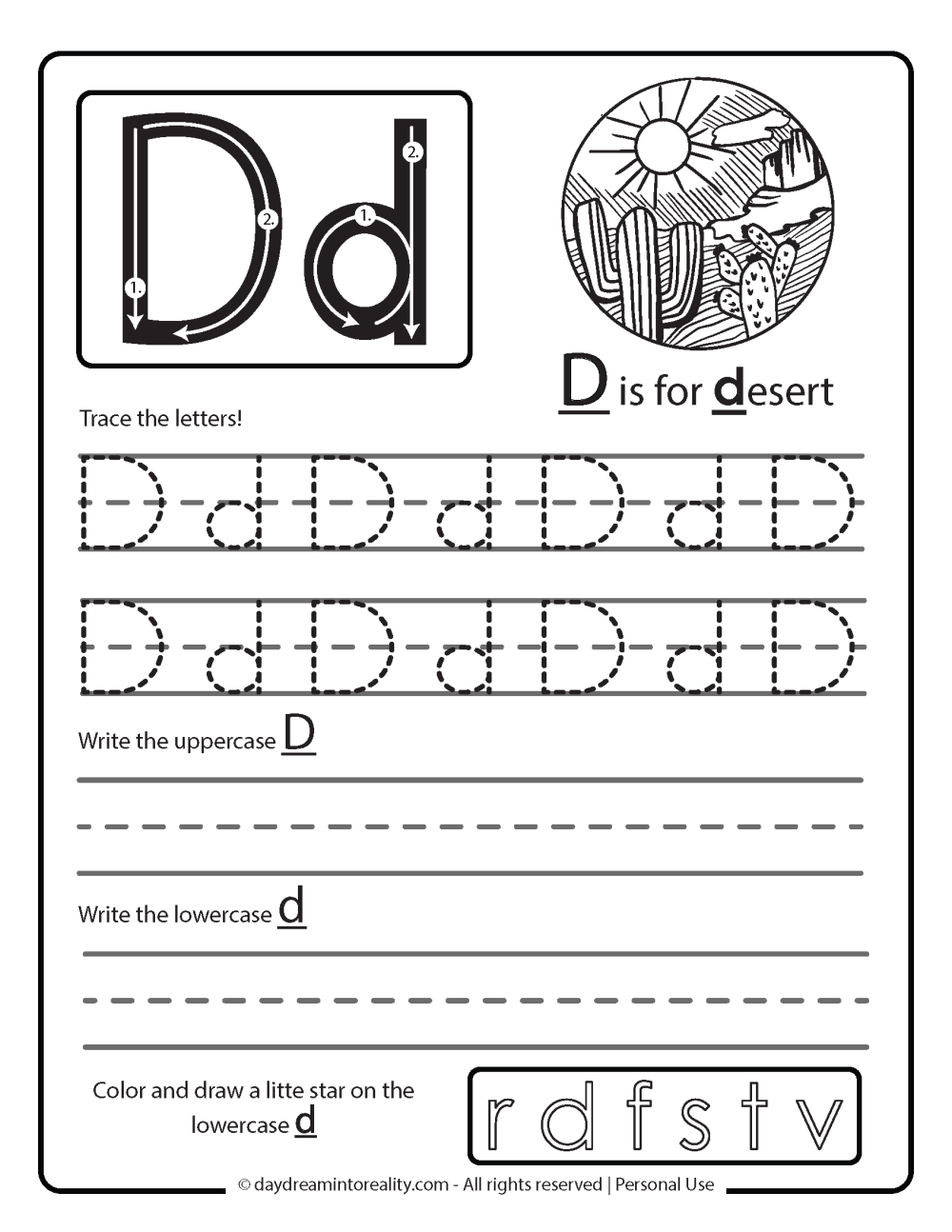 Letter D Worksheets 55 Free PDF Printables Daydream Into Reality