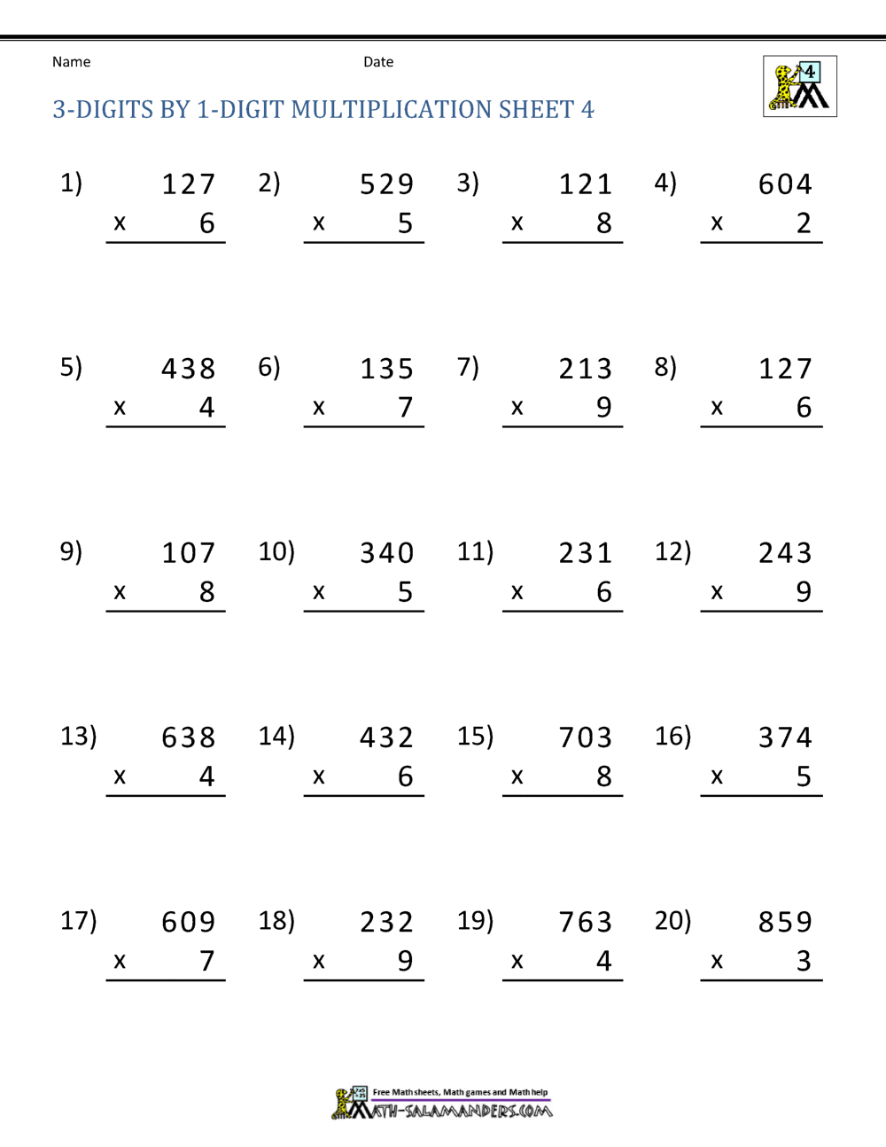Multiplication Worksheets Printable 1 12