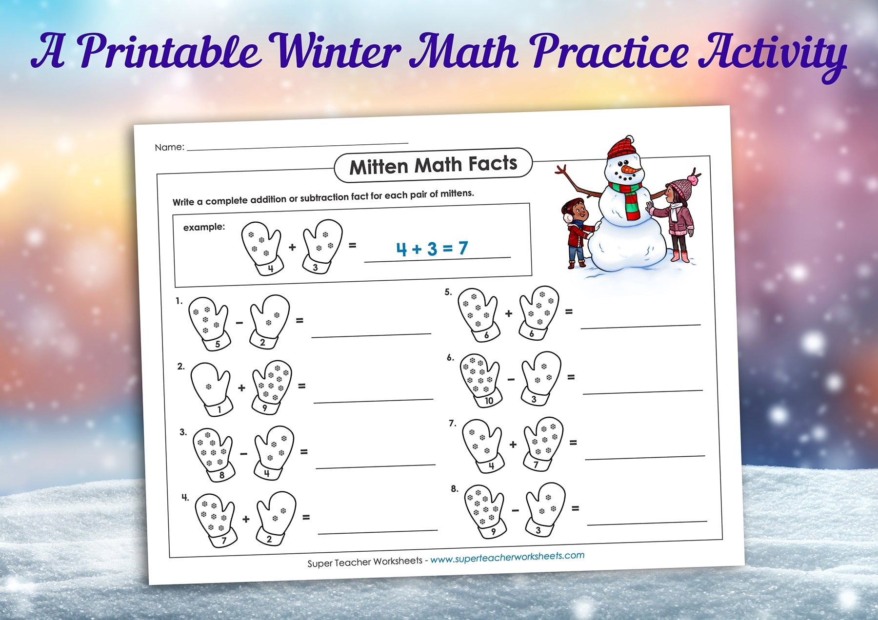 Mitten Math Facts Mitten Math Facts