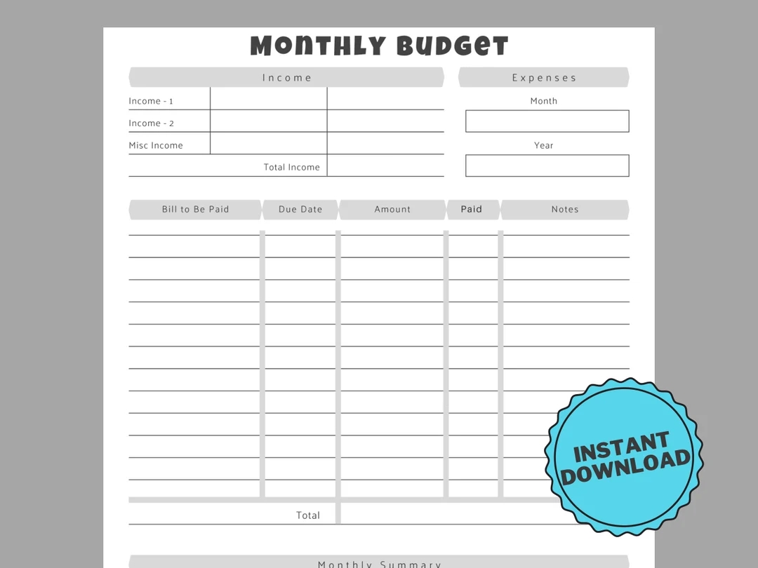 Free Printable Monthly Budget Worksheet Pdf