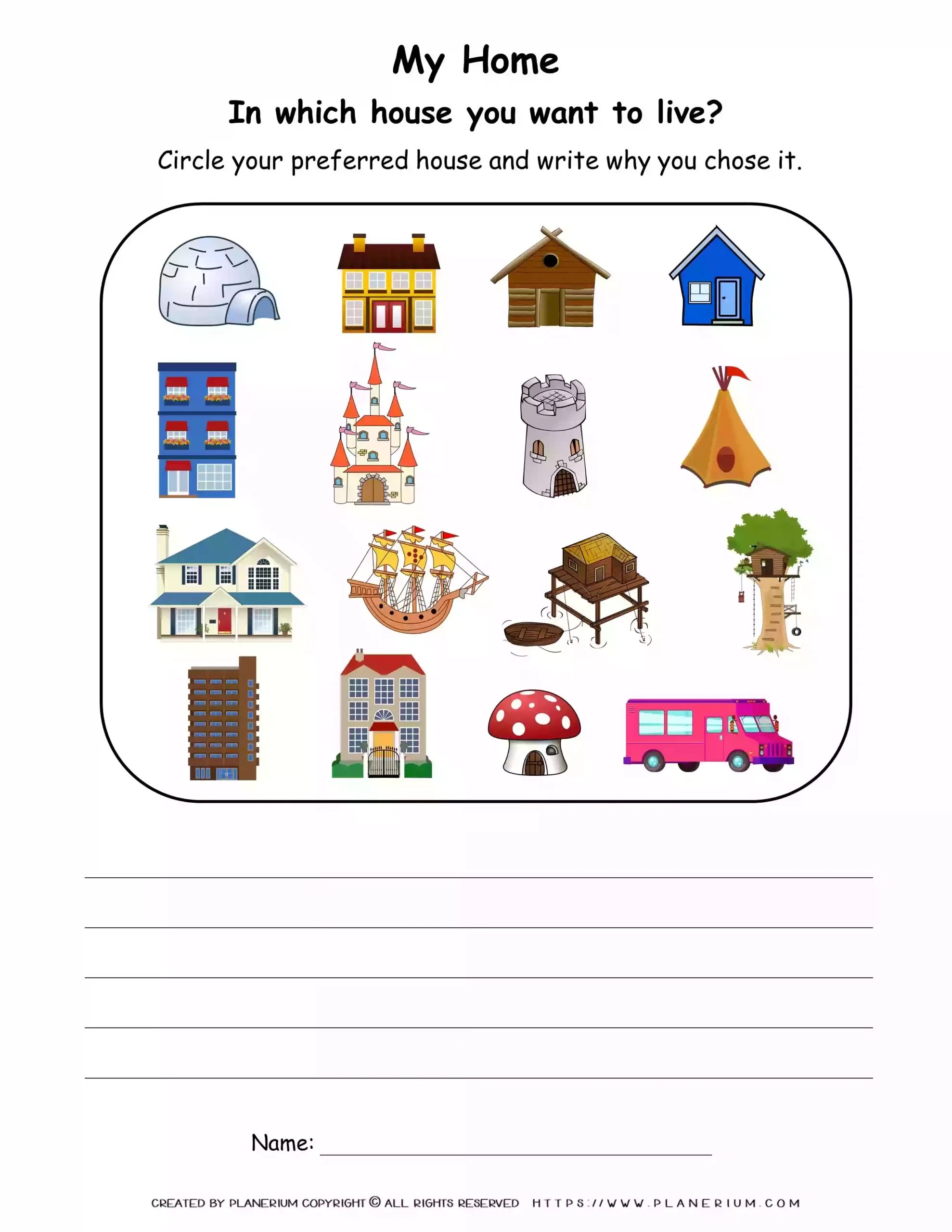 My Home Worksheet My Favorite Home Planerium