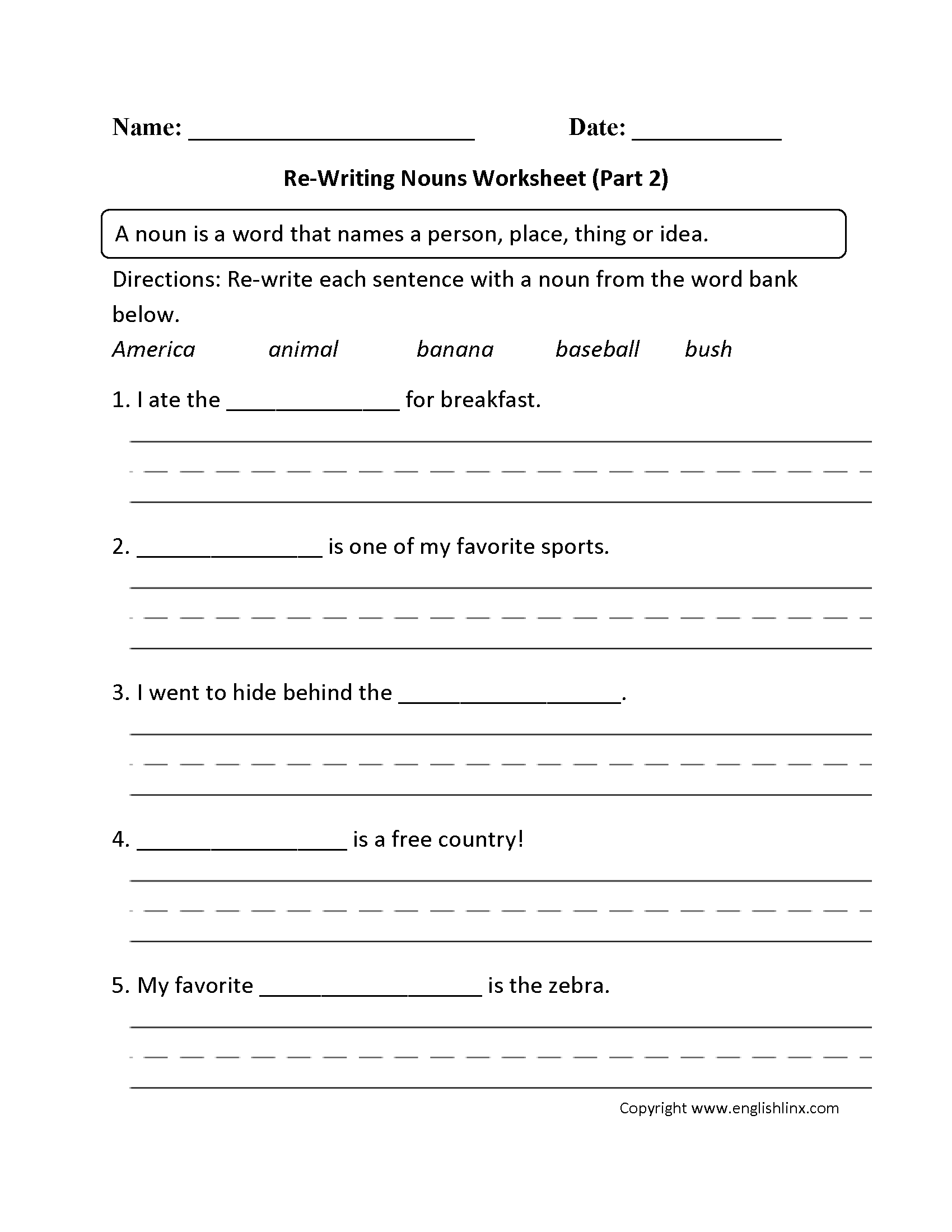 Nouns Worksheets Regular Nouns Worksheets