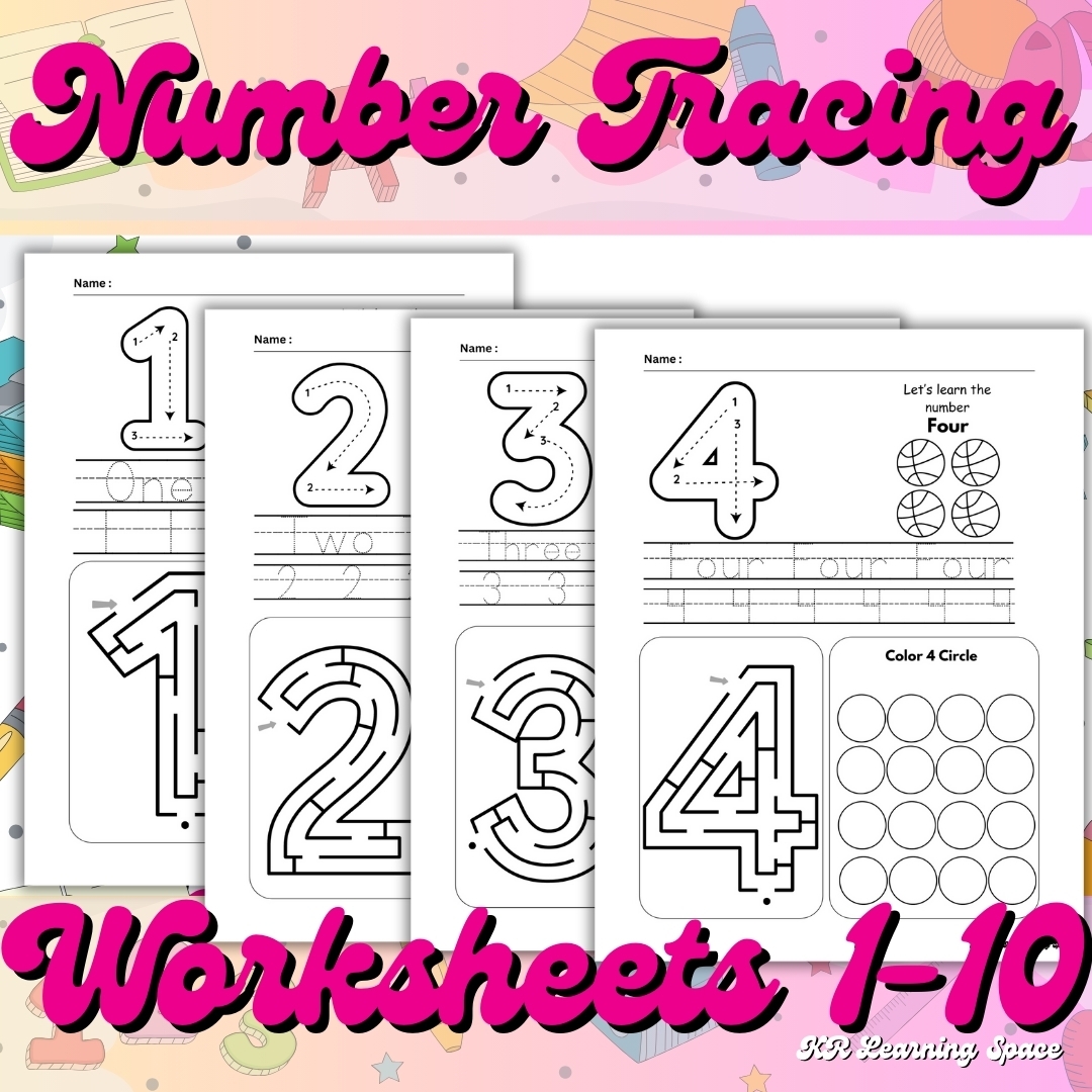 Number Tracing Worksheets 1 10 Preschool Printable Kids Handwriting Practice Made By Teachers