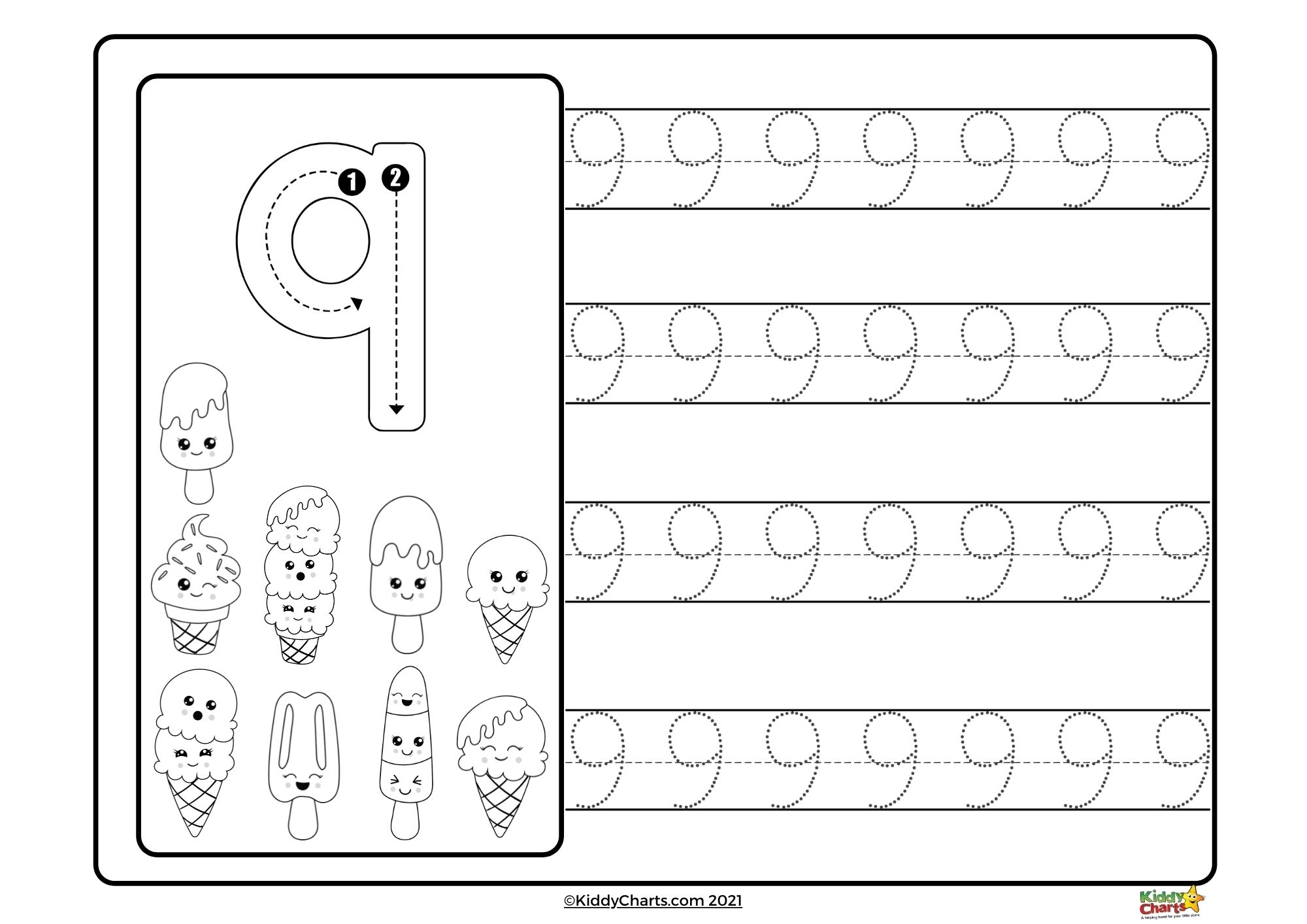 Number Tracing Worksheets Ideas Ice Cream Number Tracing KiddyCharts Shop