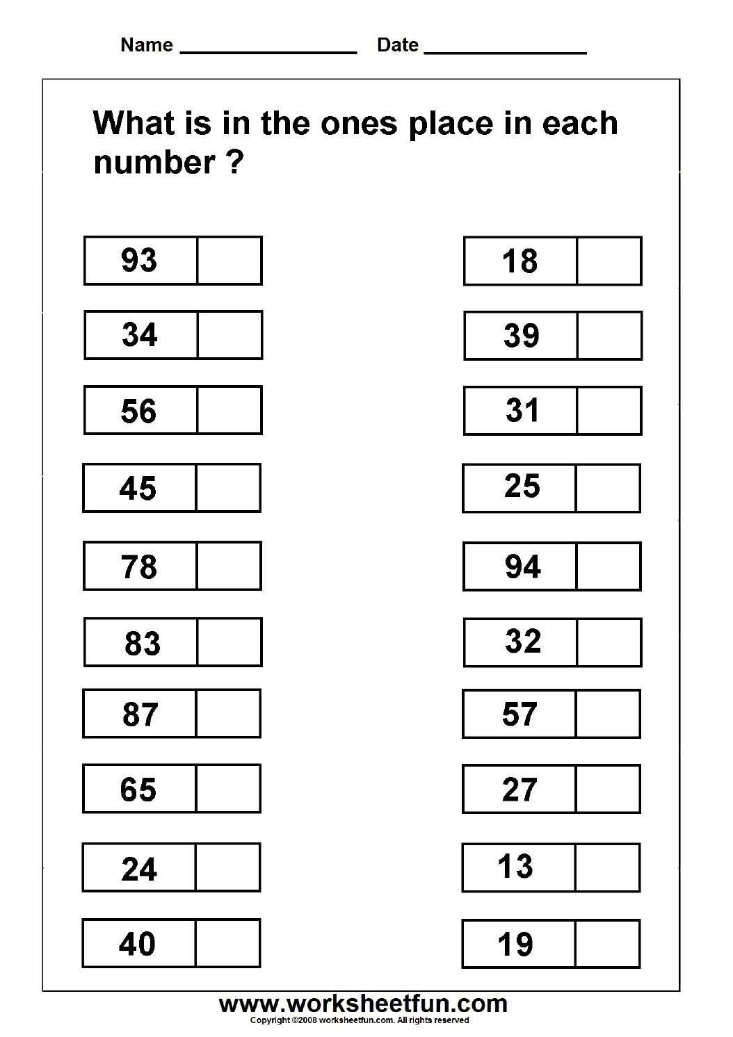Ones Place Value 2 Worksheets FREE Printable Worksheets Worksheetfun