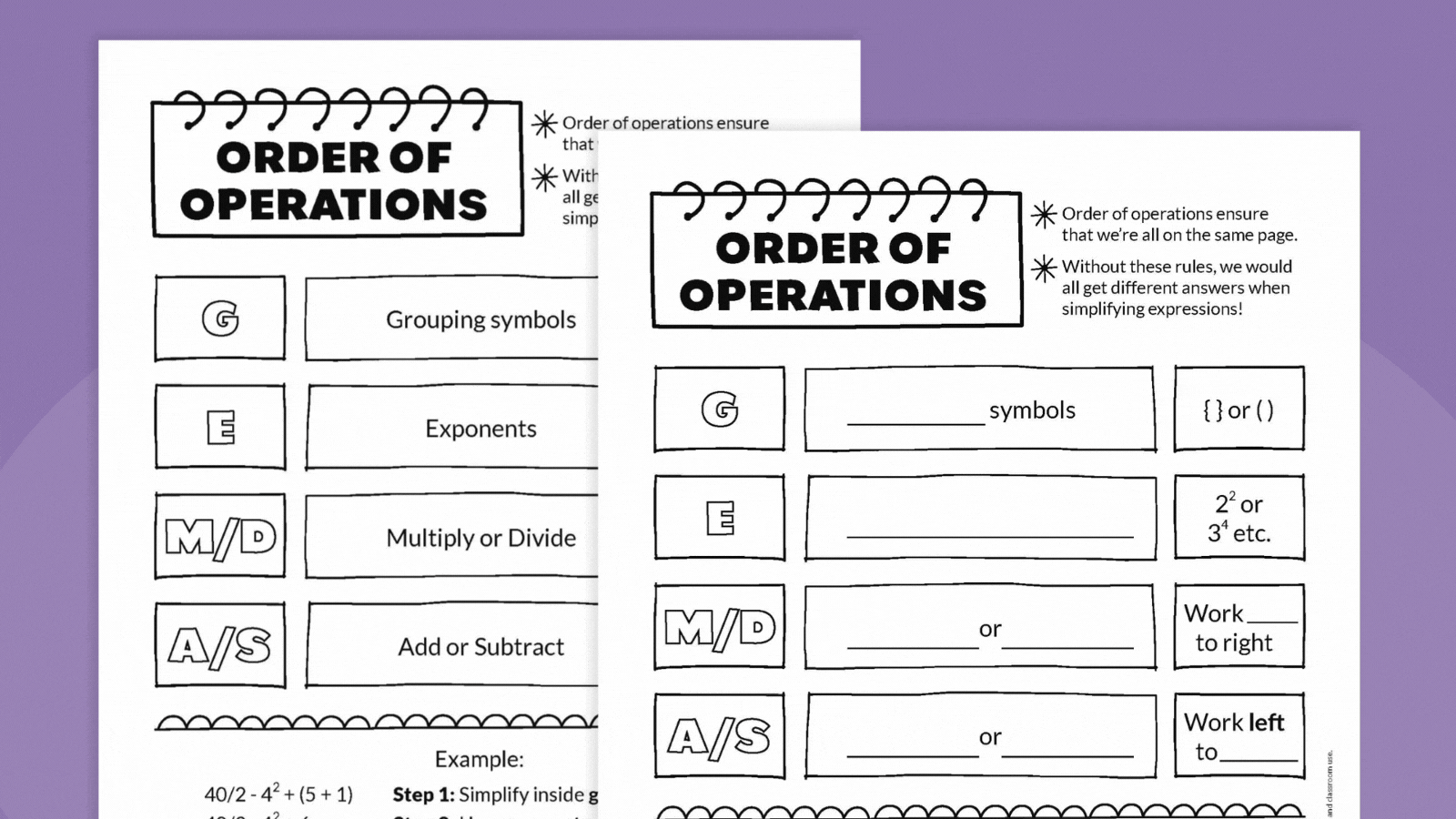 Free Printable Order Of Operations Worksheets
