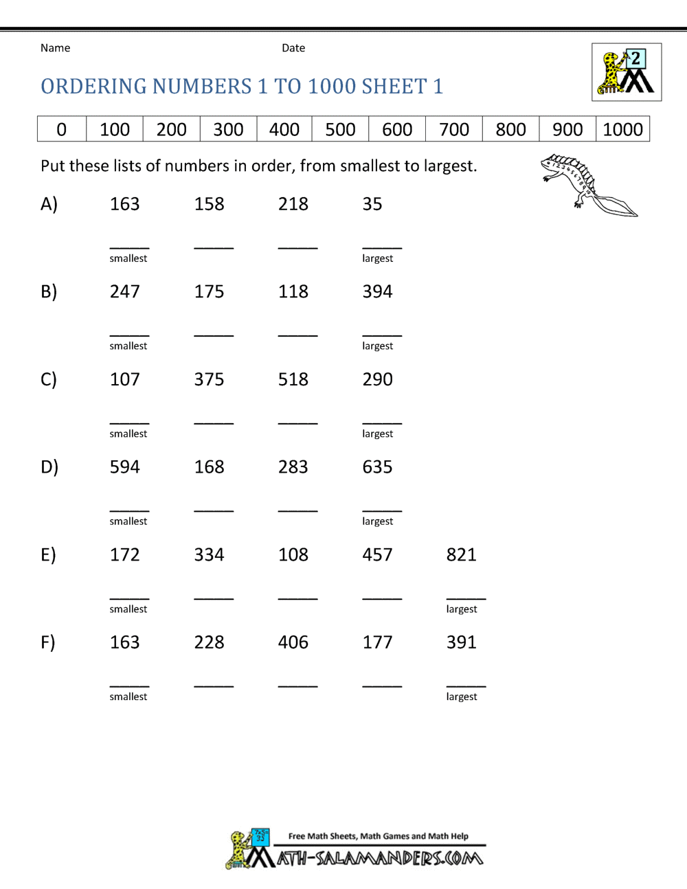 Printable Basic Math Worksheets
