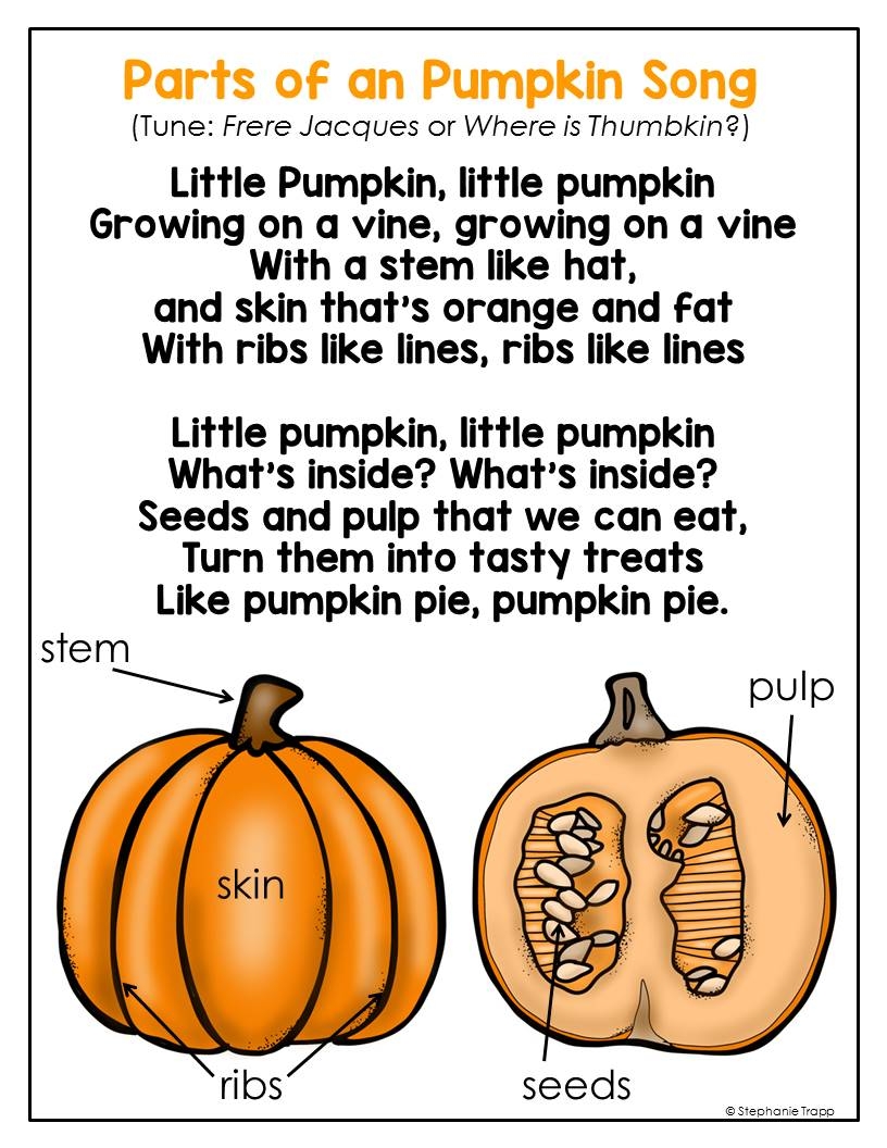 Parts Of A Pumpkin Free Printable Primary Theme Park