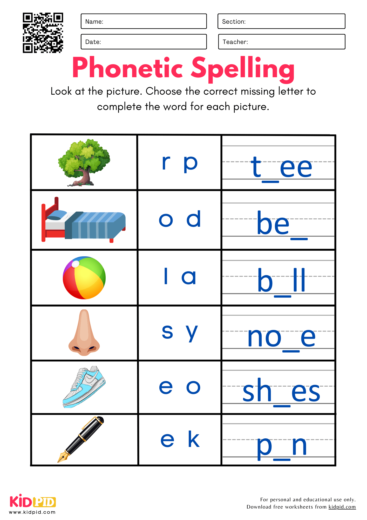 Spelling Worksheets Free Printables