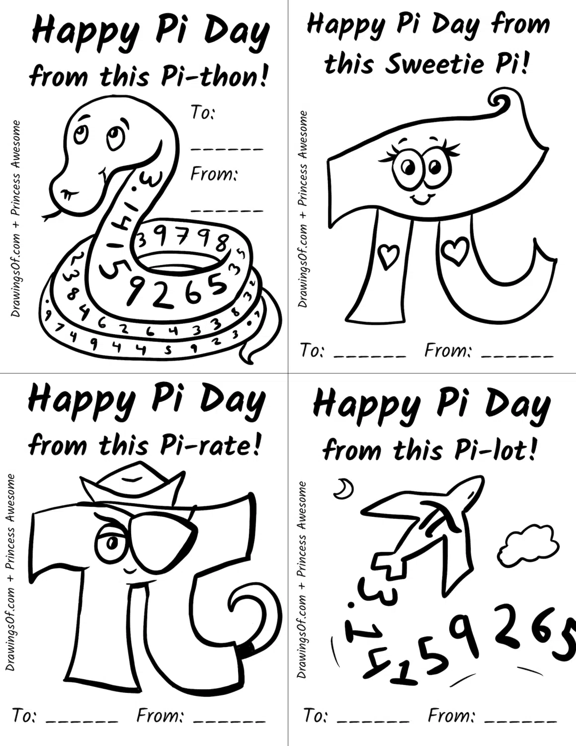 Pi Day Printable Art Activity Coloring Cute Cards FREE Drawings Of 