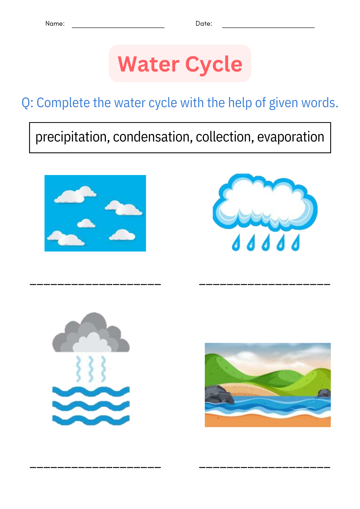 Free Printable Water Cycle Worksheets