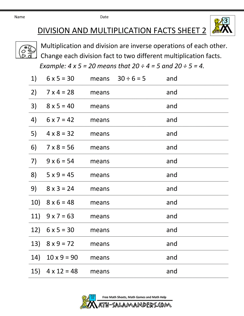 Printable Division Worksheets 3rd U0026 4th Grade