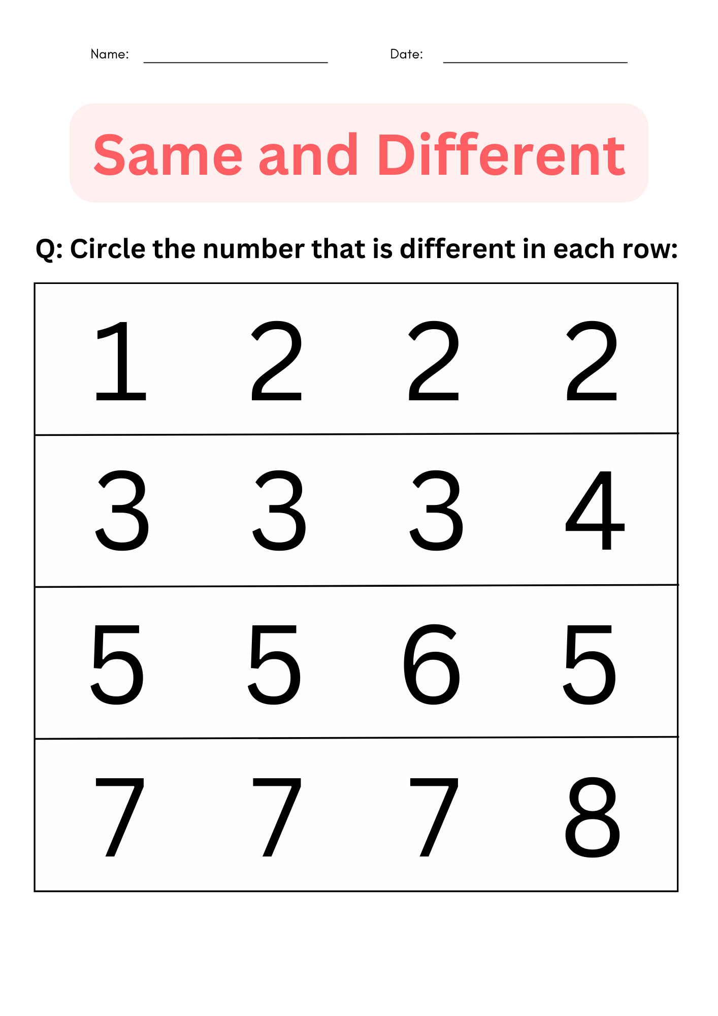 Printable Worksheets For 5 Year Olds
