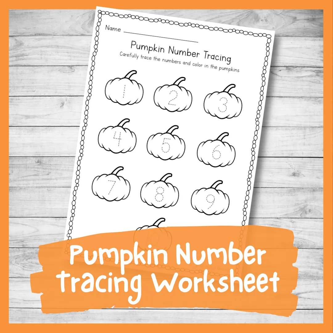 Pumpkin Number Tracing Worksheet 1 10 Preschool Printable Nurtured Neurons