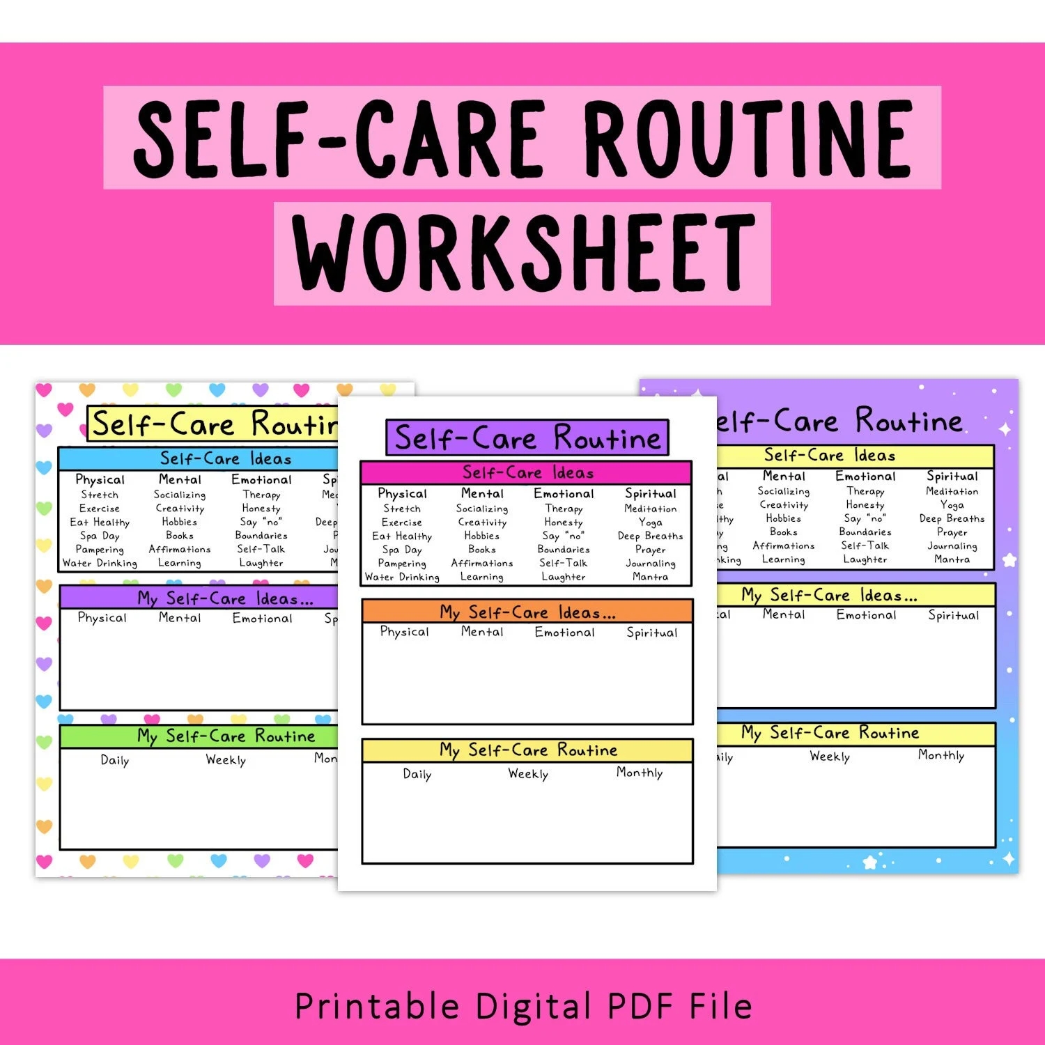 Free Printable Self-Care Worksheets For Adults