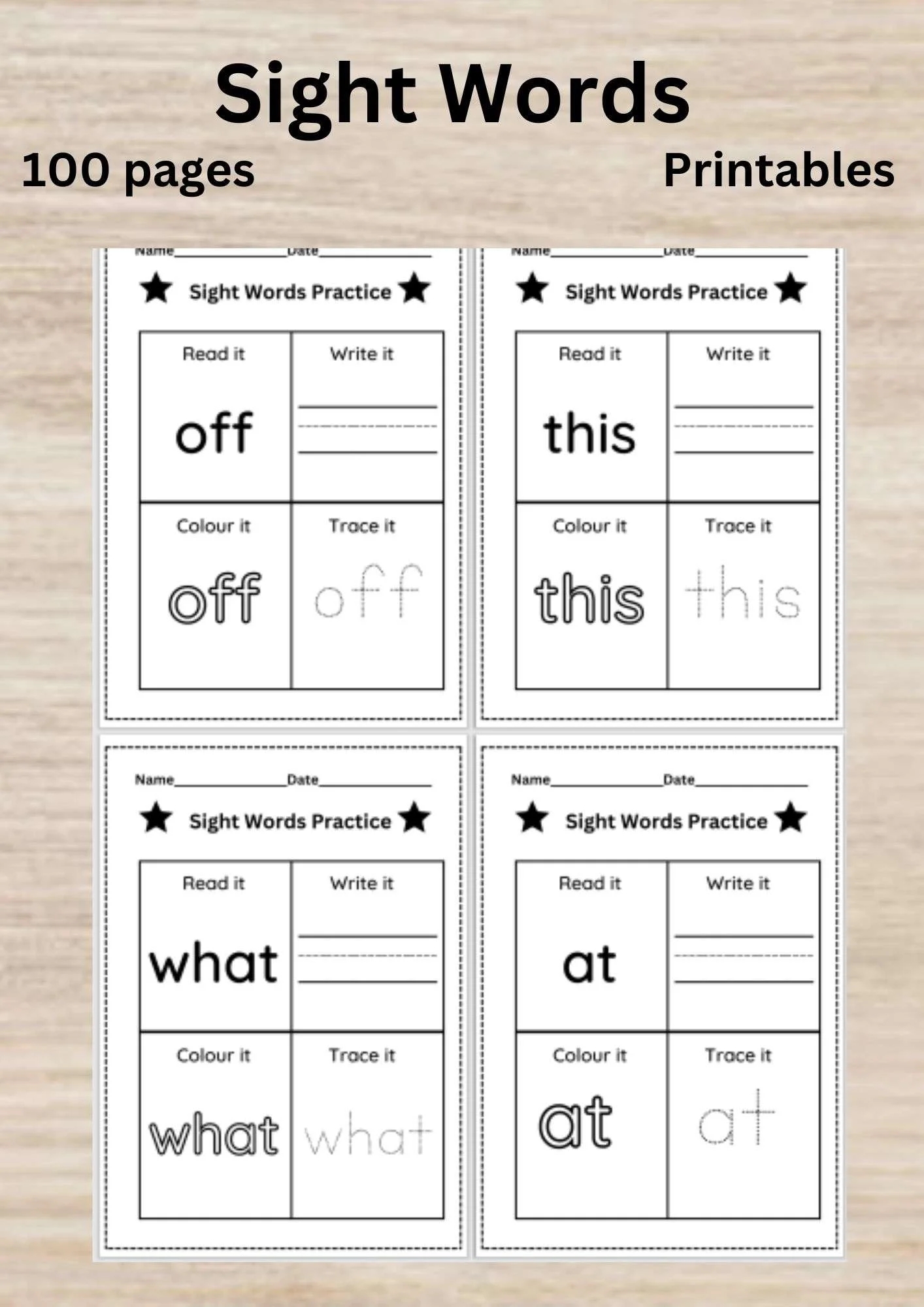 Sight Words Worksheets 100 Pages Downloadable Worksheets
