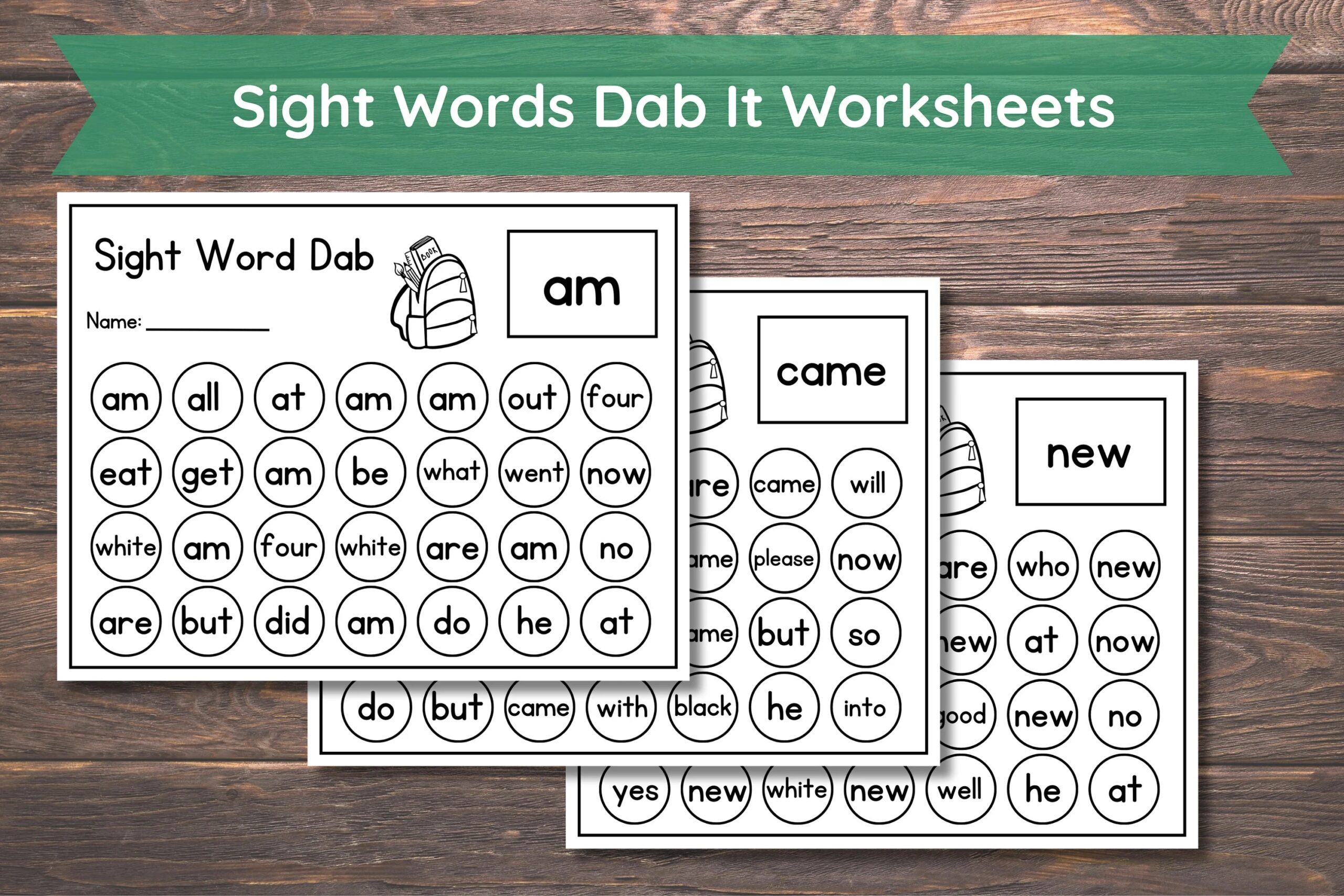Sight Words Worksheets Printable Instant Download Kindergarten Activities 52 Kindergarten Dolch Sight Words Dab It Worksheets Etsy