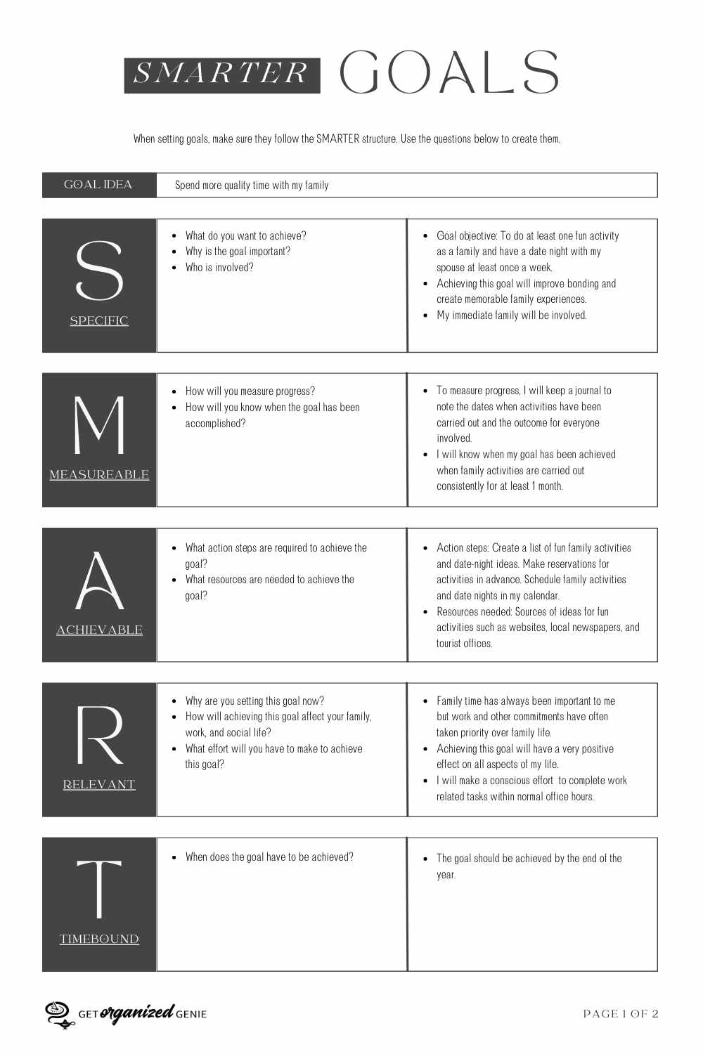 SMARTER Goals Template And Example Transform Dreams Into Reality 