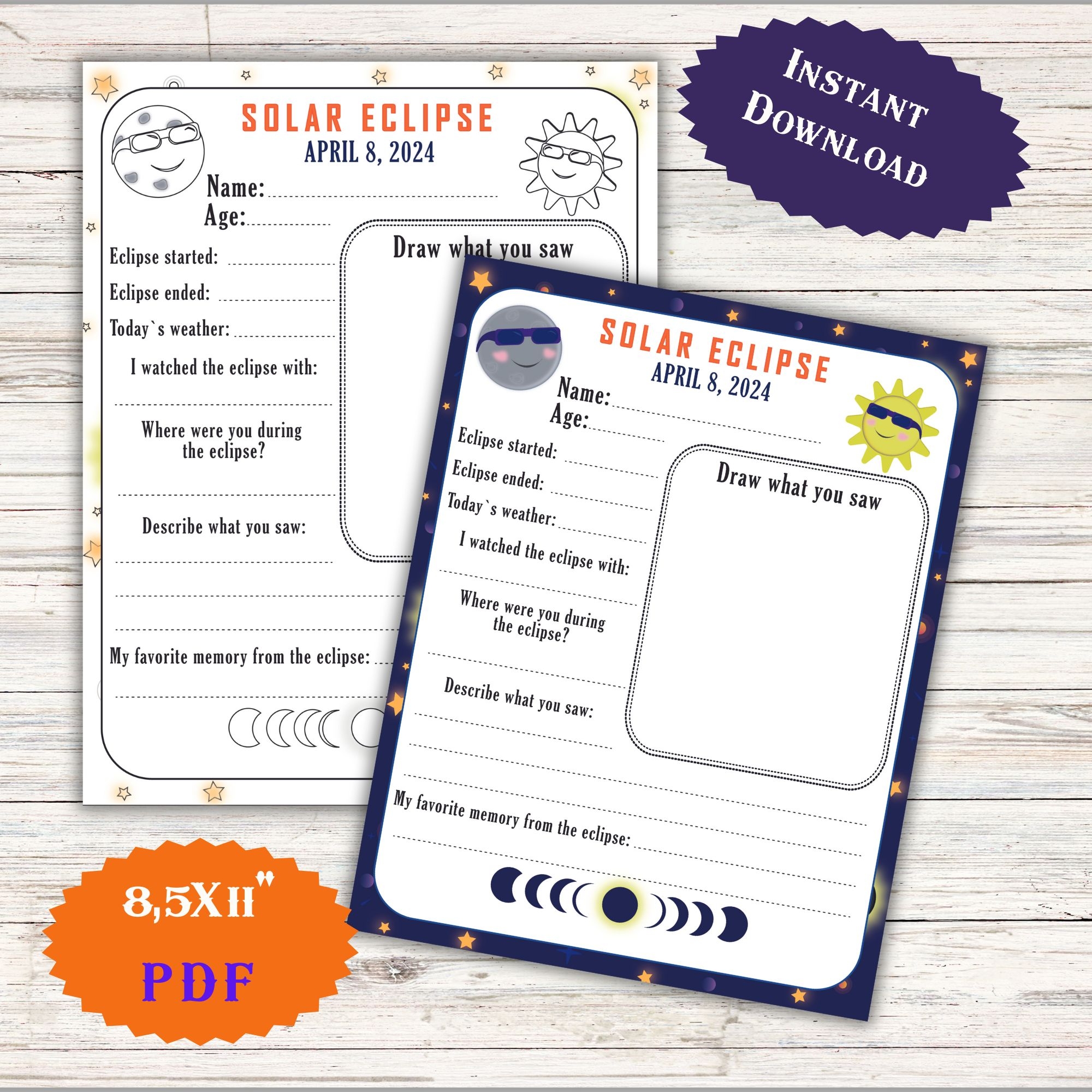 Solar Eclipse Worksheet Observing April 8 2024 Printable Game Space Activities Teacha 