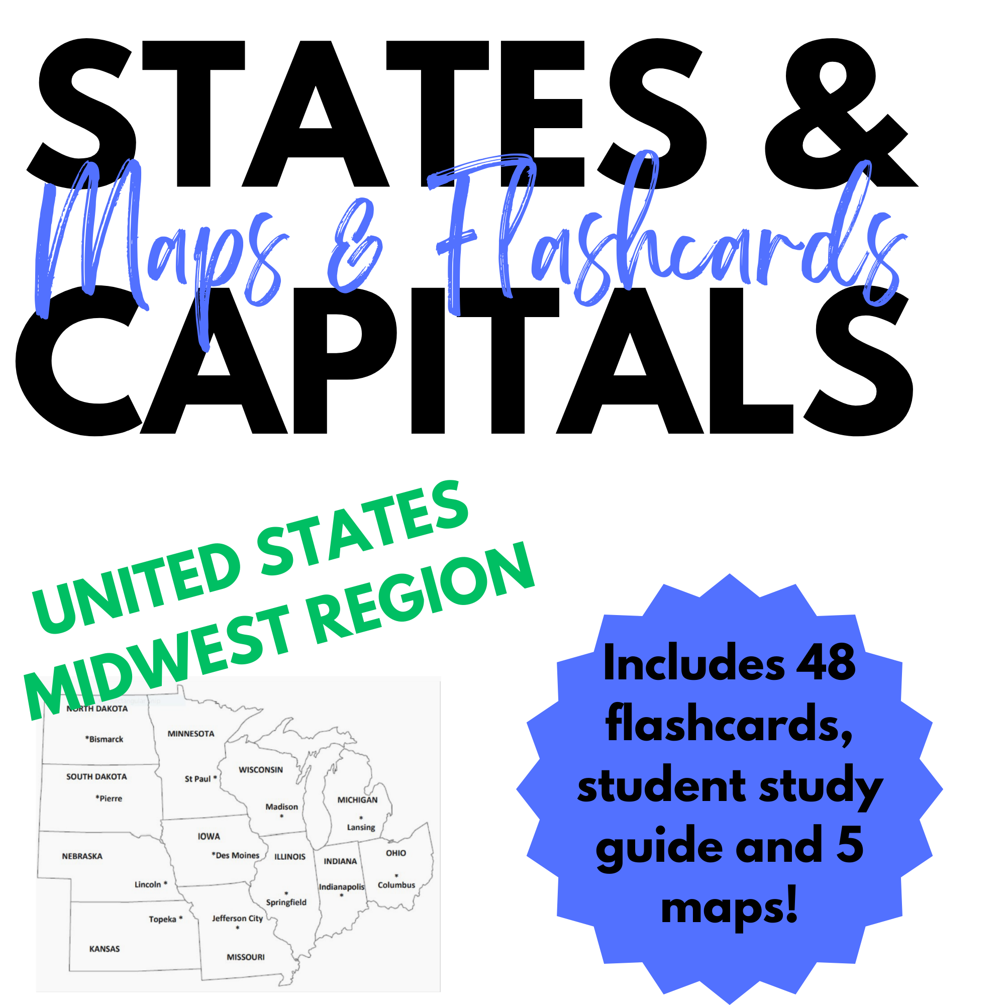 Free Printable Midwest States And Capitals Worksheet